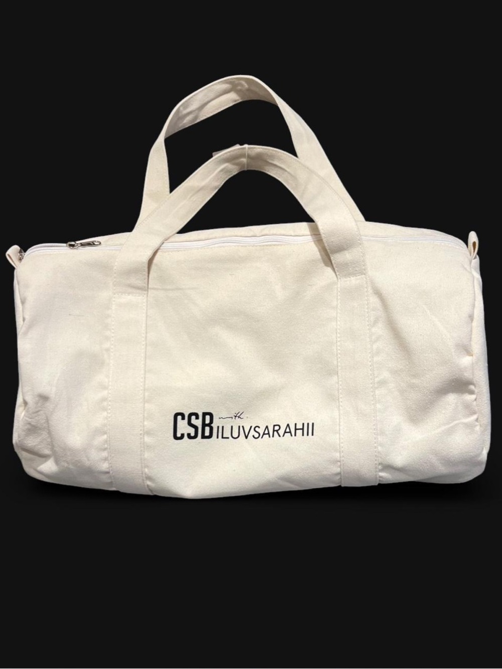 CSB I LUV SARAHII Canvas Duffel Bag in Cream